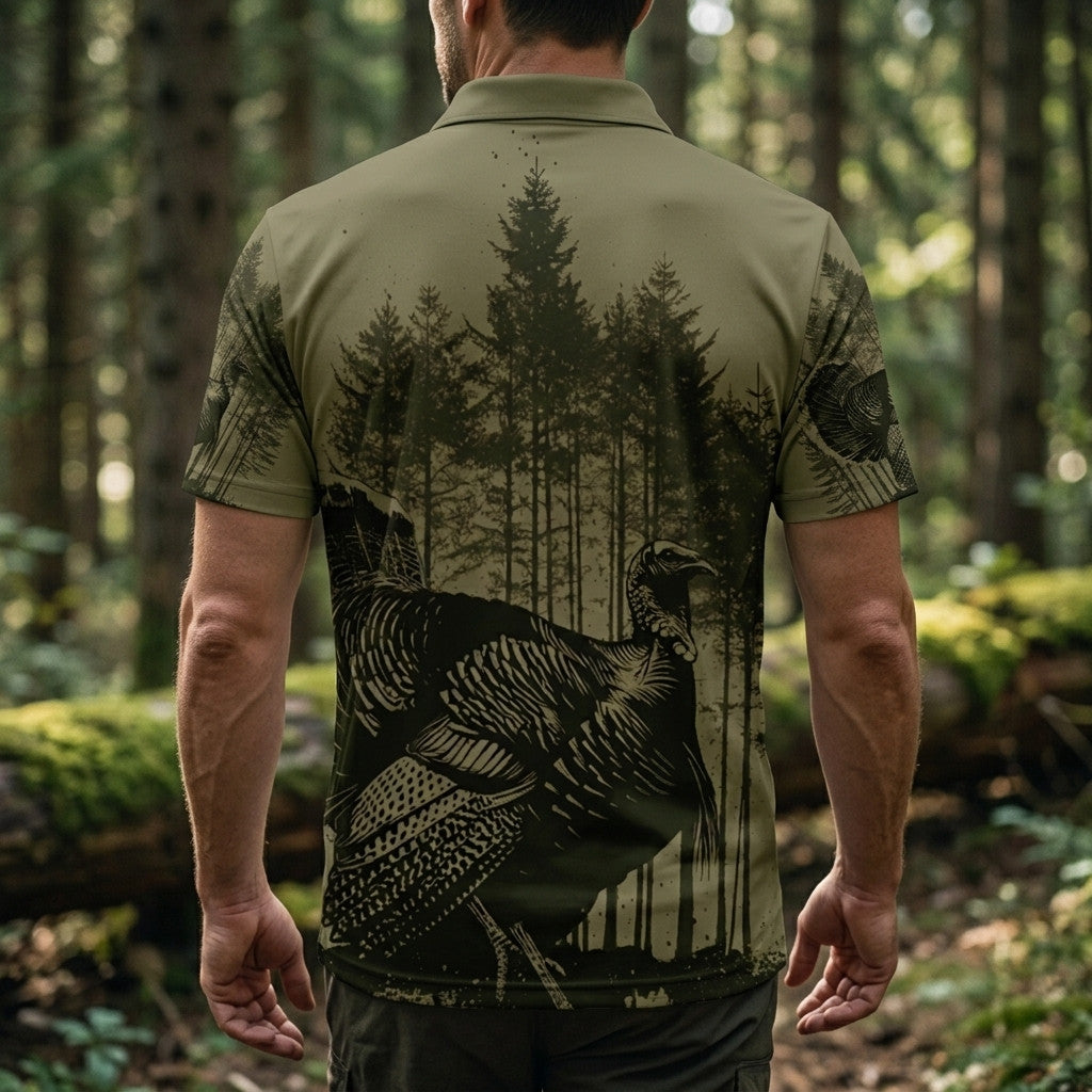 Black Moss Turkey Hunting Men Polo Shirt