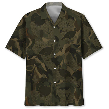 Wild Turkey Camouflage Hunting Hawaiian Shirt