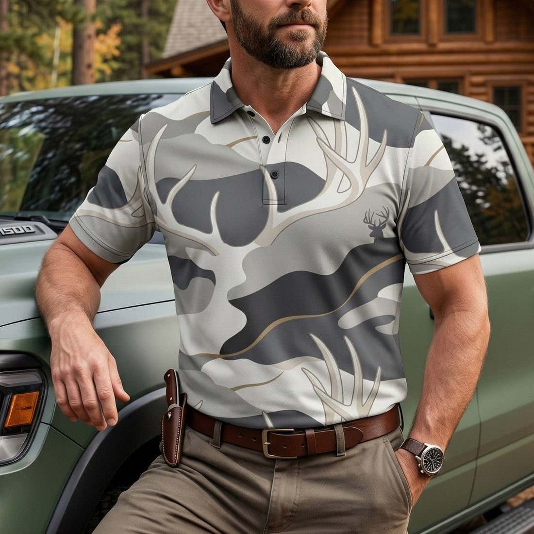 Whitetail Society Collection Deer Antler Camo Polo Shirt WSP1001
