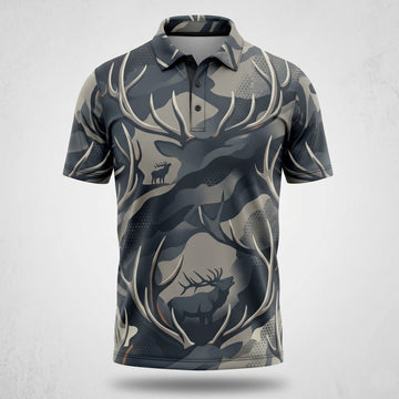 Elk Antler Crown Hunting Polo Shirt EHP1006
