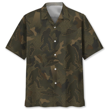 Bigfoot Forest Camouflage Hawaiian Shirt