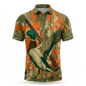 Custom Name Vintage Duck Hunting Men Polo Shirt