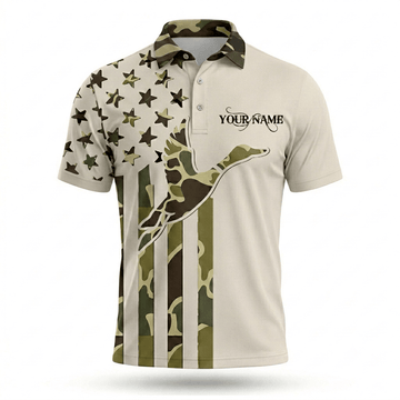 Custom Name Duck Hunting Camo Men Polo Shirt