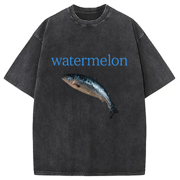 Personality fashion Watermelon Fish Washed T-Shirt