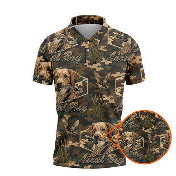 Local Boy Duck Hunting Polo Shirt ¨C Labrador Retriever Camo Tee