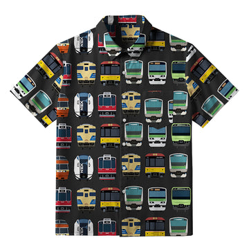 Personality fashion  Japanese Traditional Trains Button-up Shirt