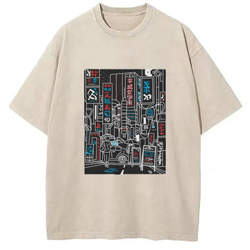 Personality fashion Tokyo Streets Washed T-Shirt