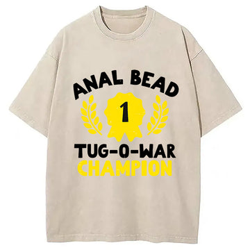 Personality fashion Bead Tug O War Champion Funny Washed T-Shirt