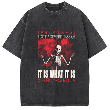 Personality fashion It Is What It Is Skeleton Washed T-Shirt