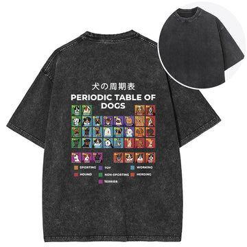 Personality fashion Periodic Table Of Dogs Back Washed T-Shirt