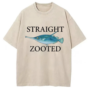Personality fashion Straight Zooted Washed T-Shirt