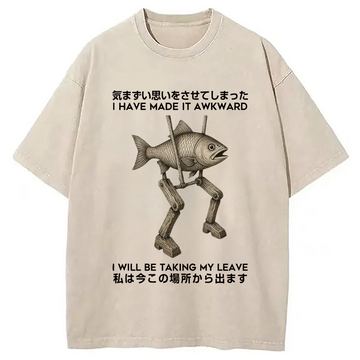 Personality fashion I Have Made It Awkward Washed T-Shirt