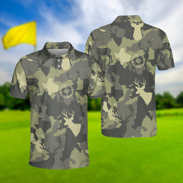 Deer Hunting Polo Shirt: Men's Texas Golf Shirt For Men