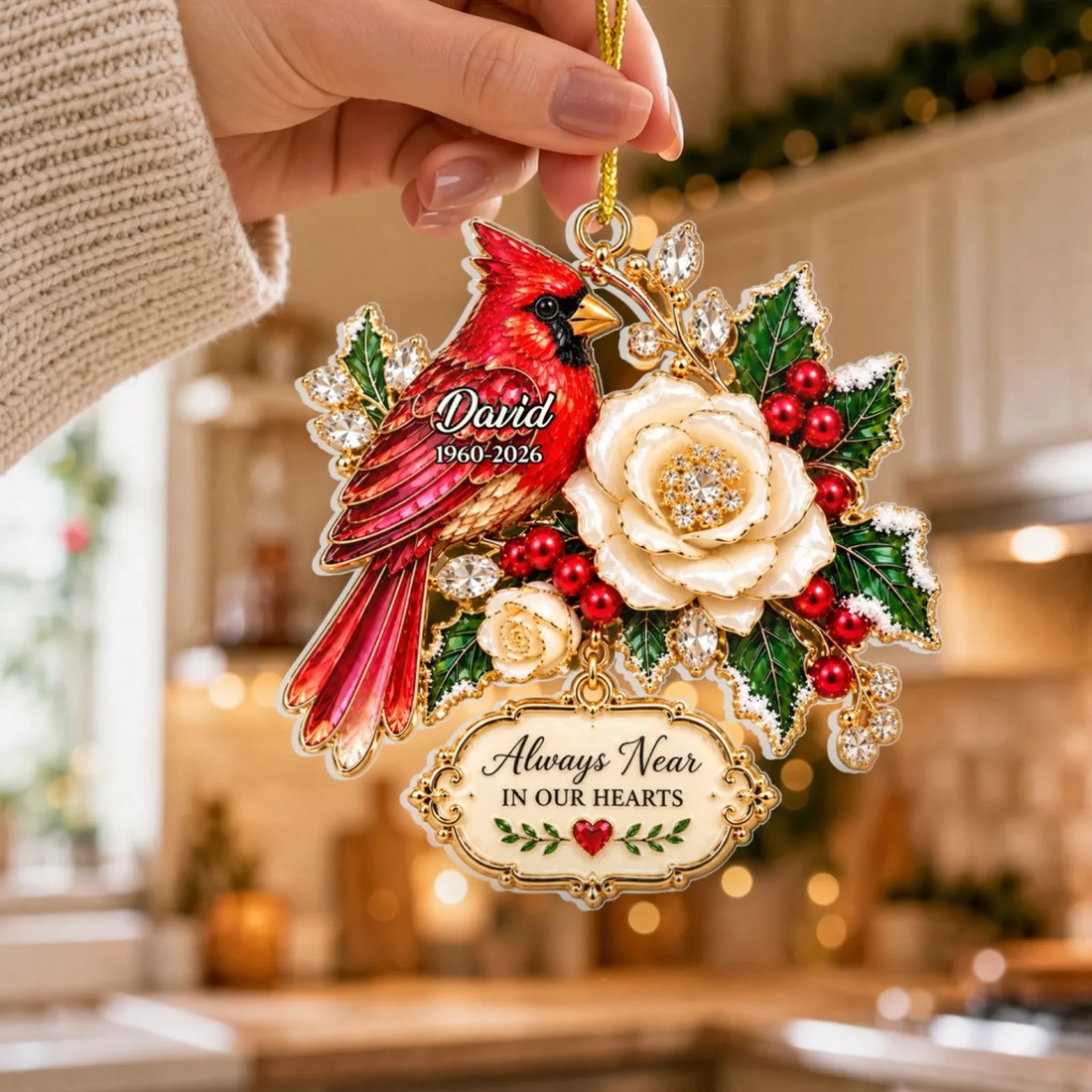 Always Near Your Heart Personalized Acrylic Ornament Memorial Gift For Loss Of Loved One