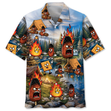 Burnt Weiner Funny Camping Hawaiian Shirt