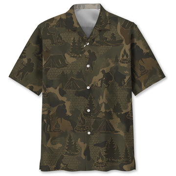 Camper Camping Camouflage Hawaiian Shirt
