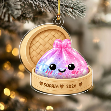 Custom Name Squishy Dumpling Acrylic Ornament, Cute Squishy Lover Gift, Year of Squishy Gift, 2026 Kids Keepsake