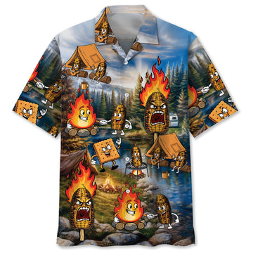 Burnt Corn Funny Camping Hawaiian Shirt