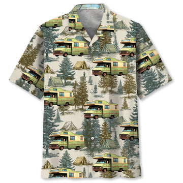 Vintage RV Motorhome Camping Hawaiian Shirt