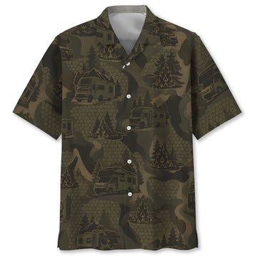 Motorhome Camping Camouflage Hawaiian Shirt