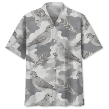 Wild Dove Gray Camouflage Hawaiian Shirt