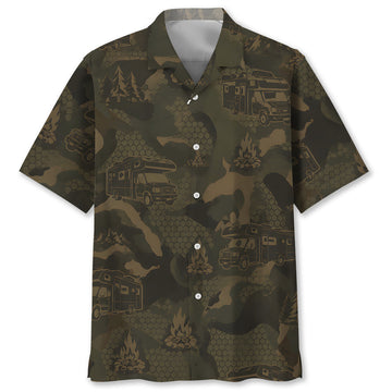 Class B Motorhome Camping Camouflage Hawaiian Shirt