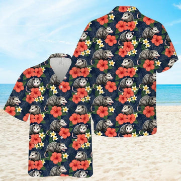 Funny Opossum Hawaiian Shirt For Pet Lovers Tropical Possum Lover Aloha Beach Gift