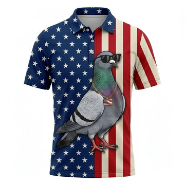 Pigeon Patriot Men Duck Polo Shirt