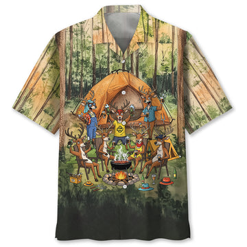 Friends Fires Fun Camping Crew Deer Hawaiian Shirt