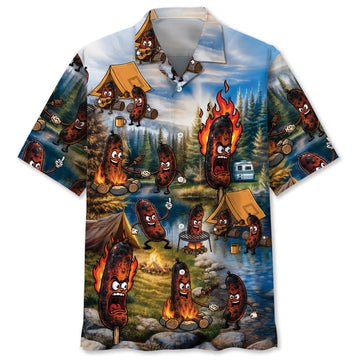 Burnt Sausages Funny Camping Hawaiian Shirt