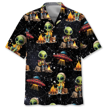 Cosmic Alien UFO Camping Hawaiian Shirt