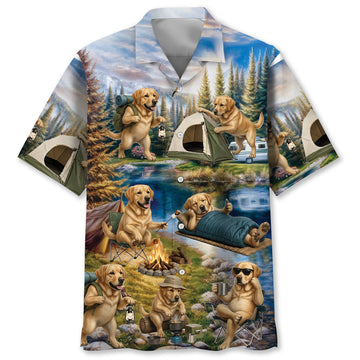 Labrador Retriever Dog Funny Camping Hawaiian Shirt