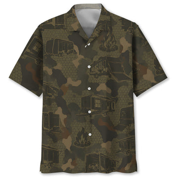 Toy Hauler Camping Camouflage Hawaiian Shirt