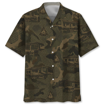 Fifth Wheel Camping Camouflage Hawaiian Shirt