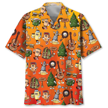Funny Camping Cartoon Hawaiian Shirt
