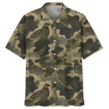 Grouse Camouflage Graphic Pattern Hawaiian Shirt