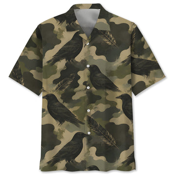 Crow Camouflage Graphic Pattern Hawaiian Shirt