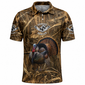 Wild Turkey Hunting Camouflage Polo Shirt For Men