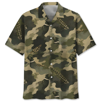 Pheasant Camouflage Ring Necked Pattern Hawaiian Shirt
