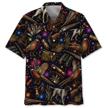 Retro Pheasant Hunting Colorful Hawaiian Shirt