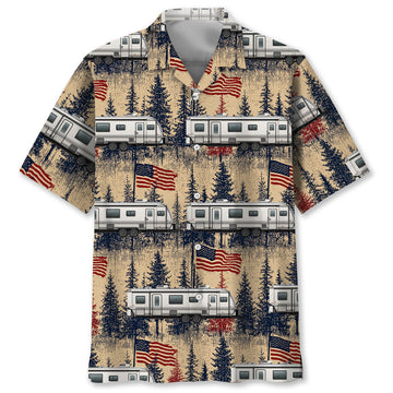 America Fifth-Wheel Trailer Hawaiian Shirt