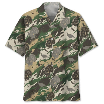Outdoor Turkey Hunting Camo Print Graphic Hawaiian Shirt