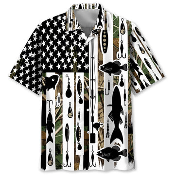 Fishing Black Hawaiian Shirt