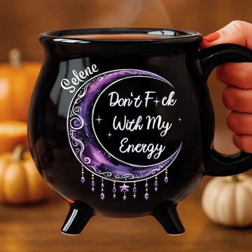 Witchy Boss Energy - Personalized Halloween Black Ceramic Witch Mug - Halloween Gift For Family, Sisters, Friends, Siblings