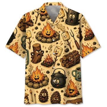 Vintage Funny Campfire Hawaiian Shirt