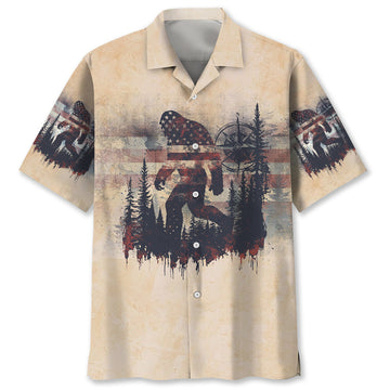 Vintage Bigfoot Not All Who Wander Are Lost Compass USA Hawaiian Shirt