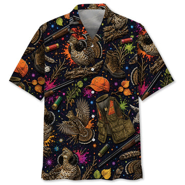 Retro Grouse Hunting Colorful Hawaiian Shirt