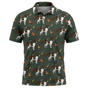 Vintage Hunting Dog & Pheasant Pattern Men Polo Shirt