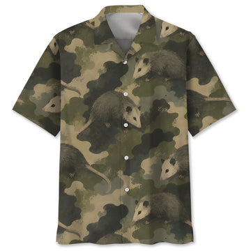 Opossum Camouflage Graphic Pattern Hawaiian Shirt