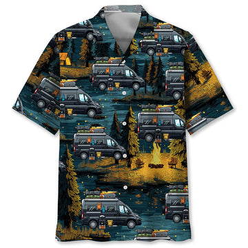 Vintage Conversion Van Camping Hawaiian Shirt